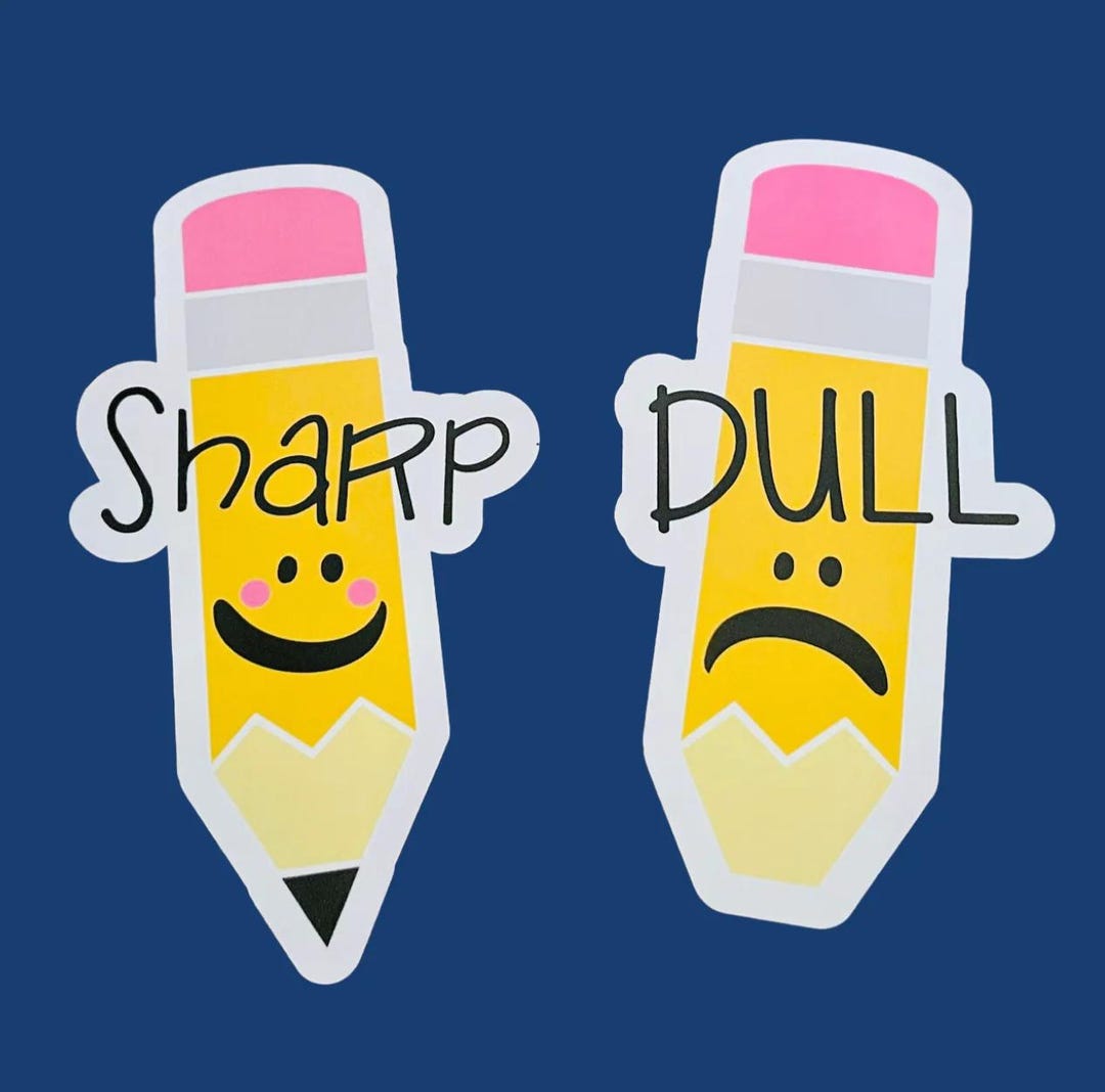 Sharp Dull Pencil Duo- Class Label Waterproof Vinyl Sticker - Etsy