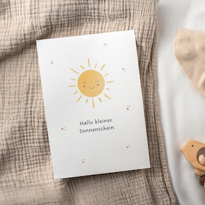 Karte Geburt Baby Grußkarte Neutral Geschenk zur Geburt "Hallo kleiner Sonnenschein"