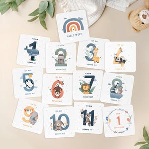 Meilensteinkarten Baby erstes Jahr Monatskarten Set Geburt Geschenk Baby Shower Meilensteine