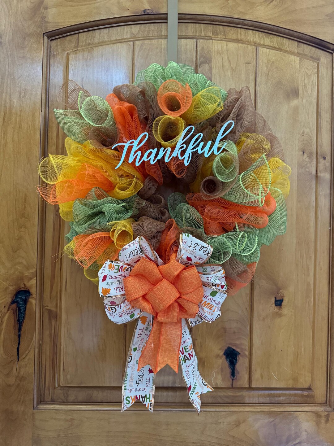 Large Fall Autumn Harvest Holiday Mesh Decor Front Door Wreath - Etsy
