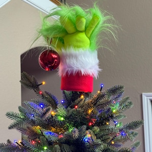 Furry Green Monster Arm Christmas Tree Topper