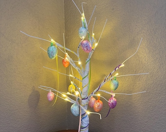 Easter Egg Tabletop Tree: Colorful Holiday Decor with Lights (24")