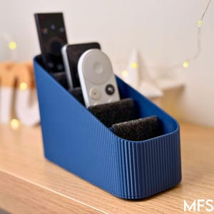 5 Slot 3D Printed Remote Control Holder, Felt Lined Caddy, Minimalist Living Room
