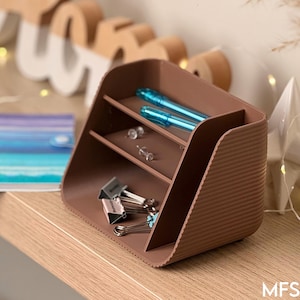 Desk Organizer & Pen Holder | Modern Ribbed Design Office Caddy | Cute Stationery Holder | Home Office Desk Storage | Small, Large Sizes