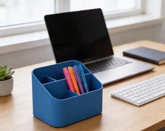 Organizador de escritorio: Elegante portalápices de 5 ranuras (opciones de color personalizadas)