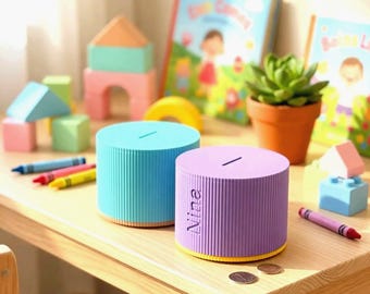 Hucha infantil personalizada, monedero con nombre personalizado, caja de dinero moderna para niños, decoración para estantería de guardería, regalo de cumpleaños para niño y niña