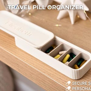 Personalized Weekly Pill Organizer | 7 Slot AM PM Pill Box | Travel Medicine Case | Custom Vitamin Organizer | Medium Size