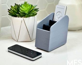 3-Slot Concrete Look Remote Control Holder, TV Remote Organizer, Modern Remote Caddy, Minimalist Living Room Storage, Coffee Table Organizer