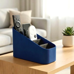 3D-geprinte afstandsbedieningshouder met 5 sleuven, met vilt beklede caddy, minimalistische woonkamer