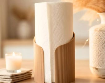 Soporte para toallas de papel minimalista moderno con diseño acanalado, soporte para rollos de cocina, organizador de encimera, accesorio de almacenamiento de cocina, toallero de baño, regalo