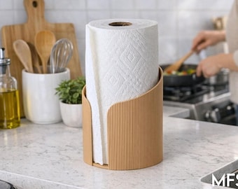 Soporte moderno acanalado para toallas de papel, soporte para rollos de cocina, organizador de cocina minimalista, almacenamiento para encimera, toallero de baño, regalo