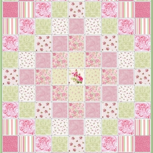 Vintage CharmPrecut Quilt KitShabby Chic RosesFabricQK746 image 2