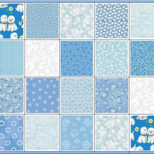 Hugs 'n Kisses~Precut Quilt Kit~For Baby Boy, Young Boy or Toddler~15 different blue fabrics in this kit!~QK#628