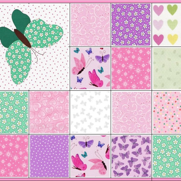 Frolicking Butterflies~Precut Quilt Kit~Baby Girl~Young Girl~Pink, Green, Purple, Lavender~Butterfly Fabric~QK#739