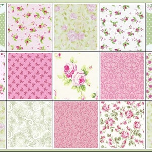 Everything's Coming Up Roses~Precut Quilt Kit~Shabby Chic Shades of Pink, Rose and Green~Fabric~QK#701