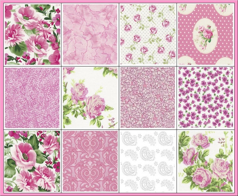 Passionately Pink~Shabby Chic Style~Pre Cut Quilt Kit~Pink Roses~Floral~Paisley~Fabric~QK#171