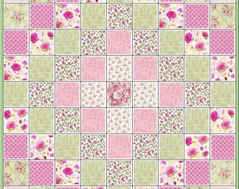 Petals from the Past~Precut Quilt Kit~Shabby Chic Shades of Pink, Rose and Green~Fabric~QK#559
