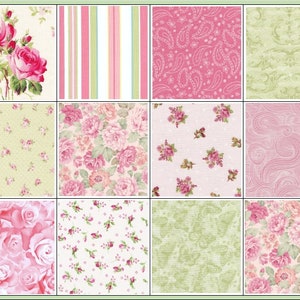 Vintage CharmPrecut Quilt KitShabby Chic RosesFabricQK746 image 1