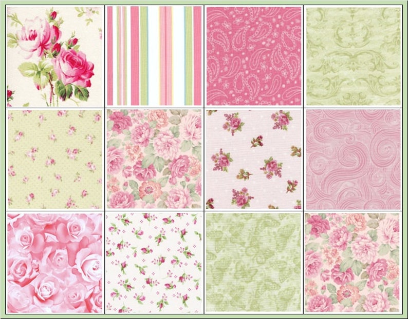 breloque vintage kit de courtepointe prédécoupé roses shabby chic tissu QK 746 image 1