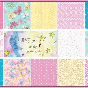 Love You to the Moon and Back~Precut Quilt Kit~For Baby Girl, Young Girl or Toddler~Fabric~QK#736