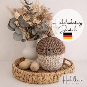 Crochet pattern for acorn basket 2.0 PDF | DIY crochet basket pattern | Crochet winter decorations | Crochet basket decoration idea | Autumn decorations