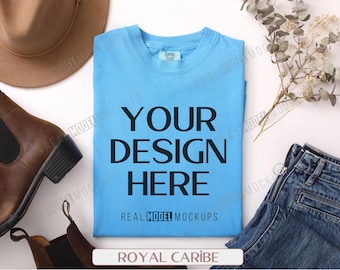 Koszulka Comfort Colors 1717 z nadrukiem: Royal Caribe Flat Lay
