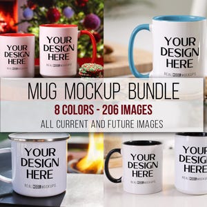 Lot de maquettes de tasses | Tasse à café en céramique blanche et couleur de 15 oz et 11 oz | Maquette de tasse bicolore | Maquette de tasse décorative POD en vrac | Teinture par sublimation