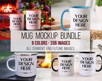 Mug Mockup Bundle | 15oz 11oz White and Color Ceramic Coffee Mug | Two Tone Mug Mockup | Accent Mug Mockup POD Mockup bulk | Dye Sublimation