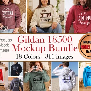 Gildan 18500 Real Model Mega Mockup Hoodie Bundle -  Real shirt mockups Gildan | G185 Hooded Sweatshirt | Casual Beach Boho Style