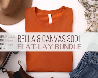 Bella Canvas 3001 Shirt Mockup Bundle | BC 3001 T-Shirt Mock-up Bundle | Real Model Mock | Flat Lay Mocks Cozy Trendy Neutral Aesthetic