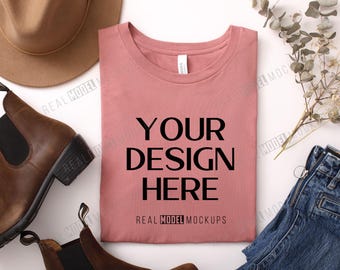 Purple Bella + Canvas 3001 Flat Lay Mockup | Tshirt Mock up, Casual Boho Flat-lay shirt Mock ups, POD Flatlay Mocks Real Model Mock