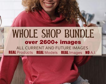Gesamtes Mockup Mega Bundle - Echte Models KEINE AI Mocks wie Gildan 5000, 18000 Comfort Colors 1717, Bella Canvas 3001, Tassen Mockups Shop Bundle
