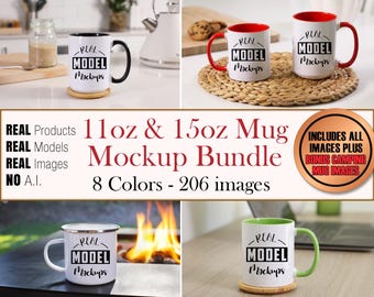 Mug Mockup Bundle | 15oz 11oz White and Color Ceramic Coffee Mug | Two Tone Mug Mockup | Accent Mug Mockup POD Mockup bulk | Dye Sublimation