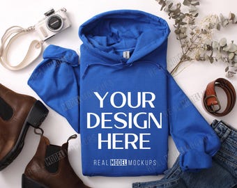 Royal Gildan 18500 Hoodie Flat Lay Mockup | G18500 sweatshirt Mock up, Boho Casual Flat-lay shirt Mock ups, POD Flatlay Mocks Model Mock