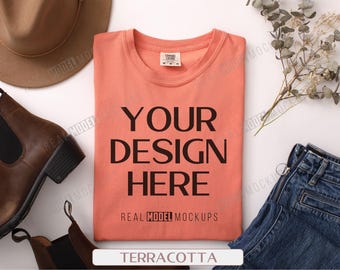 Comfort Colors 1717 Terracotta T-shirt Flat Lay Mockup (Digital Download)