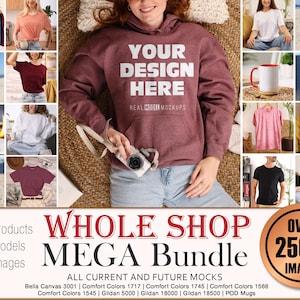 Whole Shop Mockup Bundle - Real Models NO AI mocks like Gildan 5000, 18000 Comfort Colors 1717, Bella Canvas 3001, mugs Entire Shop Bundle