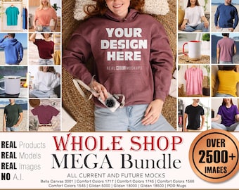Whole Shop Mockup Bundle - Real Models NO AI mocks like Gildan 5000, 18000 Comfort Colors 1717, Bella Canvas 3001, mugs Entire Shop Bundle