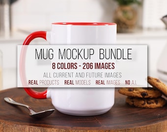 Mug Mockup Bundle | 15oz 11oz White and Color Ceramic Coffee Mug | Two Tone Mug Mockup | Accent Mug Mockup POD Mockup bulk | Dye Sublimation