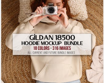 Gildan 18500 Hoodie Mockup Bundle | G185 Hooded Sweatshirt Mock-up Bundle | Real Model Mockup | Neutral Casual Simple