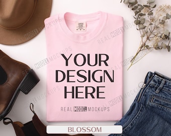 Comfort Colors 1717 Mockup: Blossom Flat Lay (JPG)
