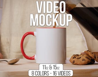 Mug Mockup Video: 11oz 15oz Two-Tone Coffee Mug (Canva Ready) (Digital Download)
