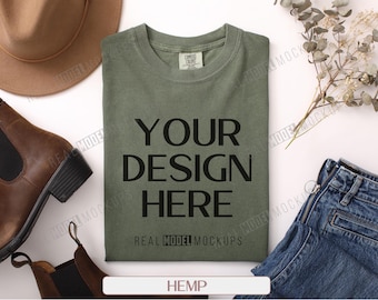 Koszulka Comfort Colors 1717 z nadrukiem konopnym: Boho Flatlay (JPG)