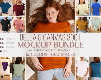 Bella Canvas 3001 Mockup Bundle - BC3001 entire shop mockups - whole store tshirt real model mocks -neutral casual simple T-shirt