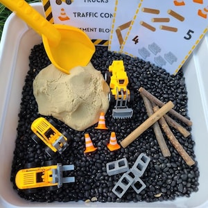 Construction Sensory Bin - Construction Vehicles - Sensory Play - Sensory Kit - Birthday - Toddler Play - Builder Play