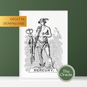 Mercury Print | Roman Mythology Wall Art | Roman Gods Wall Decor | Messenger God | God of Commerce | God of Travel | Digital Download
