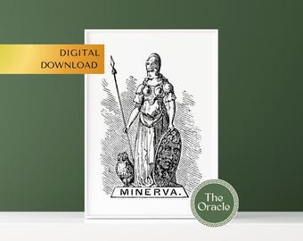 Minerva Print | Roman Mythology Wall Art | Goddess of Wisdom | Goddess of Justice | Goddess of Law | Athena Goddess | Digital Download