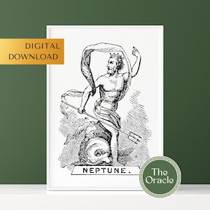 Neptune Print | Roman Mythology Wall Art | Roman Gods Wall Decor | God of the sea | Digital Download
