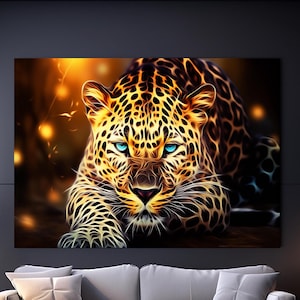 Leopard Tempered Glass Wall Art, Animals Tempered Glass Printing wall Decor Art,Extra large Wall Art, Office Gift, Modern Wall Decor Arts