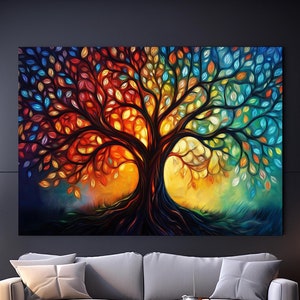 Tempered Glass Wall Art | Tree of Life Glass Decor| Stained Pattern | Life of Tree | Large Wall Art | Wall Hangings | Stained Pattern Image