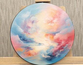 Colorful Round Tempered Glass Wall Art, Abstract Glass Printing Gift,Abstract Wall Art,Tempered Glass Art,Glass Wall Decor,Circle Wall Decor